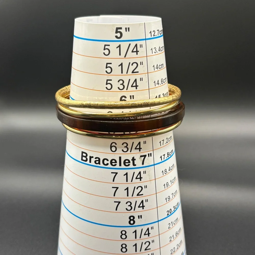 Gold Tone Tortoise Shell Resin Multi Strand Stacked Cuff Bracelet 6 Inch